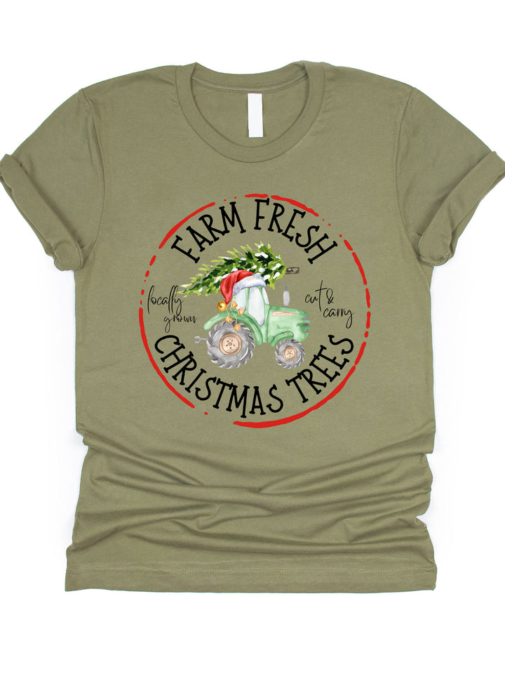Farm Fresh Christmas Trees Tractor Graphic Tee