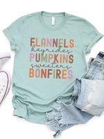 Flannels Pumpkin Bonfires Fall Things Graphic Tee