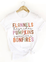 Flannels Pumpkin Bonfires Fall Things Graphic Tee