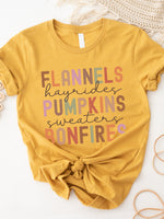 Flannels Pumpkin Bonfires Fall Things Graphic Tee