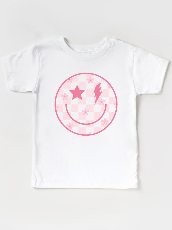 Daisy Checker Smiley Face Kids Graphic Tee