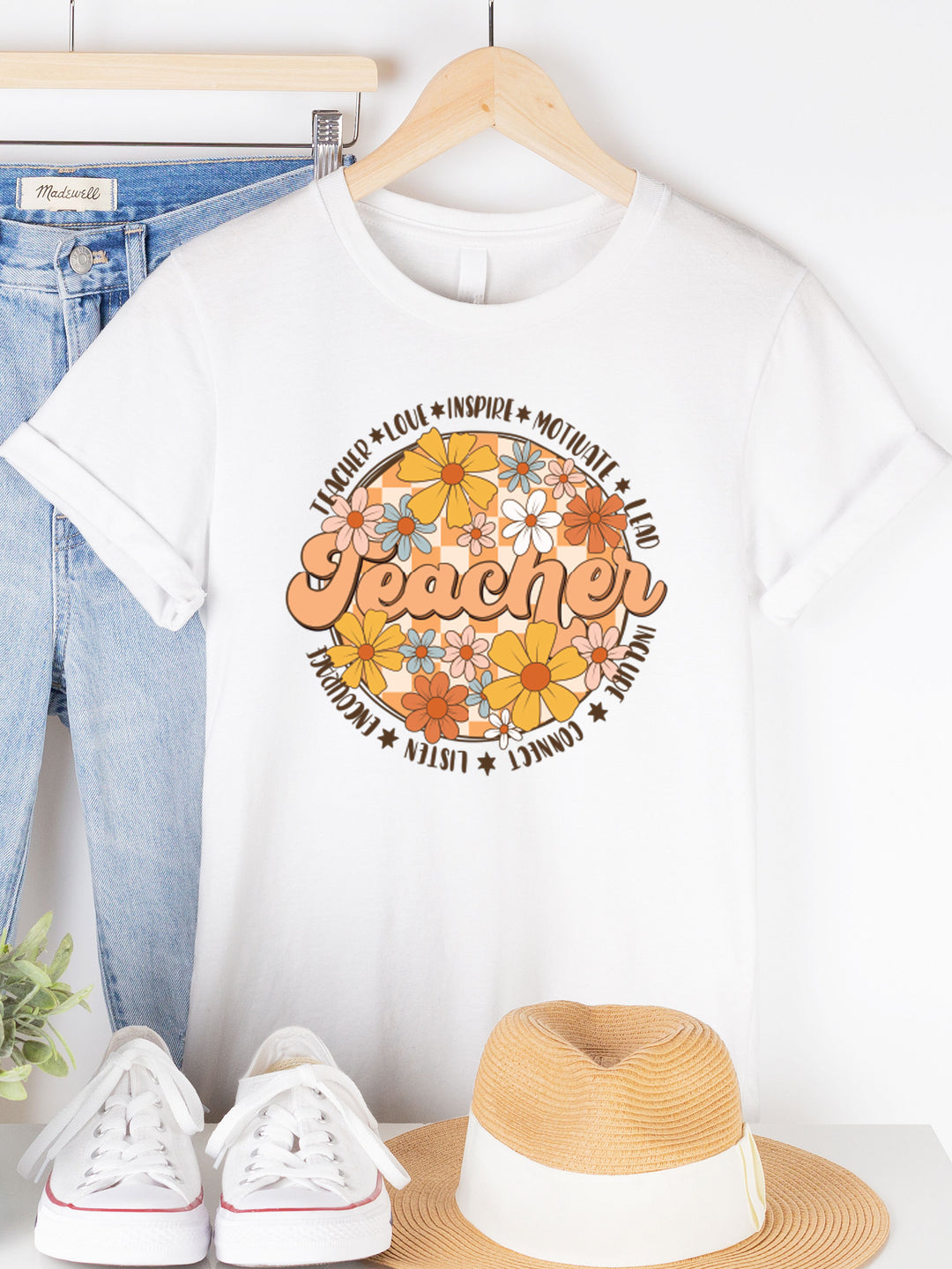 Retro Floral Teacher Motivation Graphic Tee