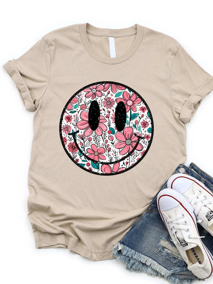 Floral Smiley - Graphic Tee