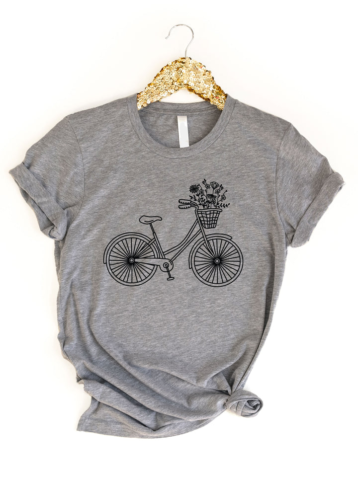 Floral Basket Bicycle Graphic Tee