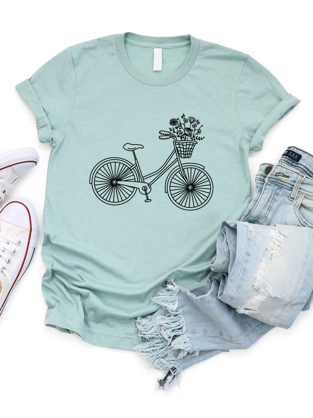 Floral Basket Bicycle Graphic Tee