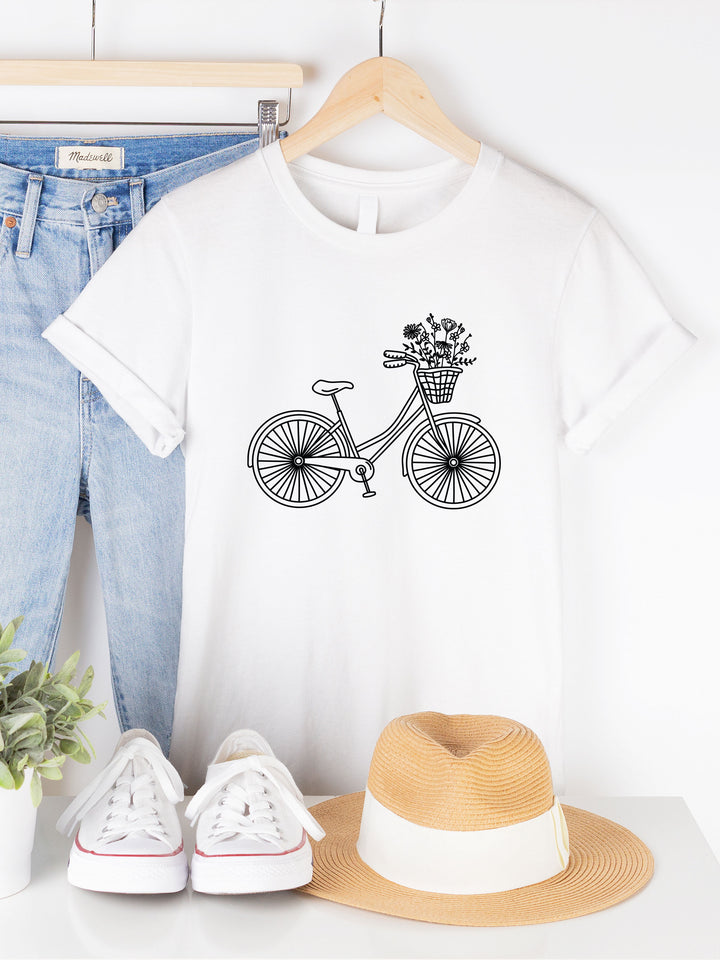 Floral Basket Bicycle Graphic Tee