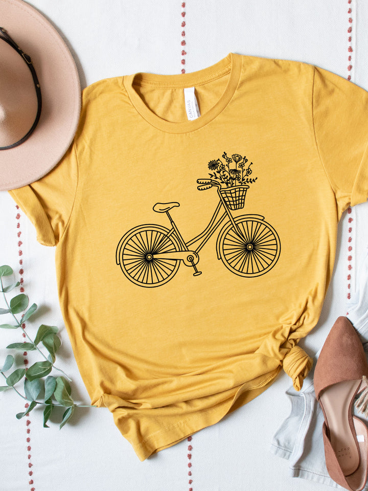 Floral Basket Bicycle Graphic Tee