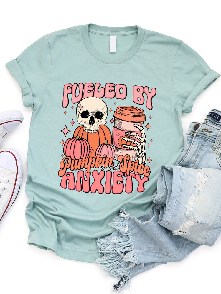 Fueled By Pumpkin Spice & Anxiety Graphic Tee