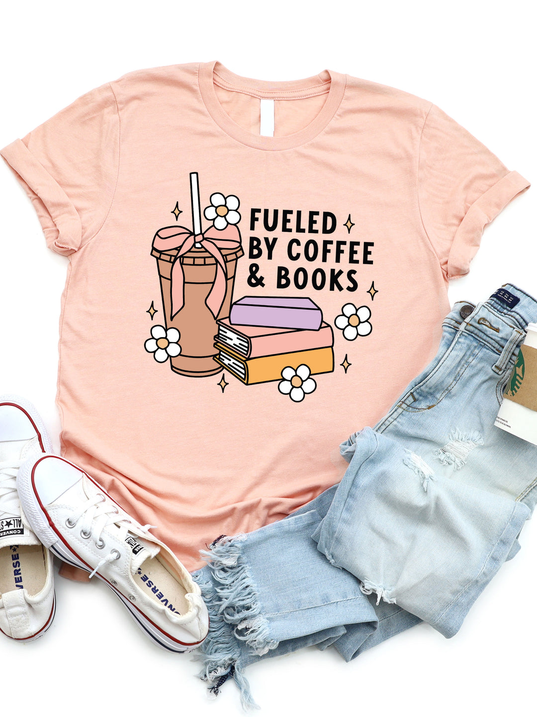 Fueled by Coffee & Books Coquette Graphic Tee