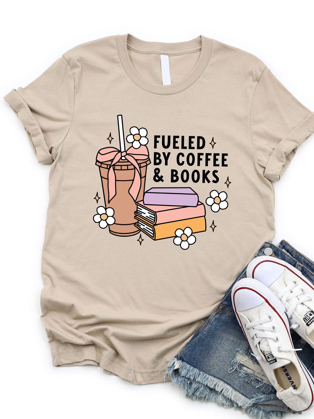 Fueled by Coffee & Books Coquette Graphic Tee