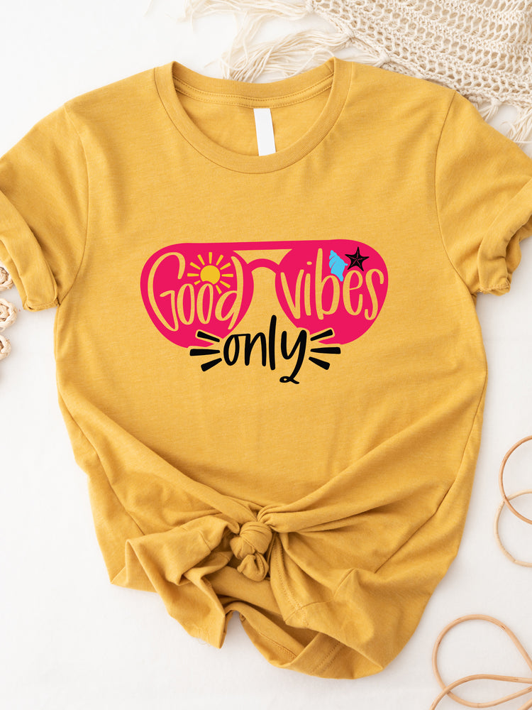 Good Vibes Only Sunglasses Graphic Tee