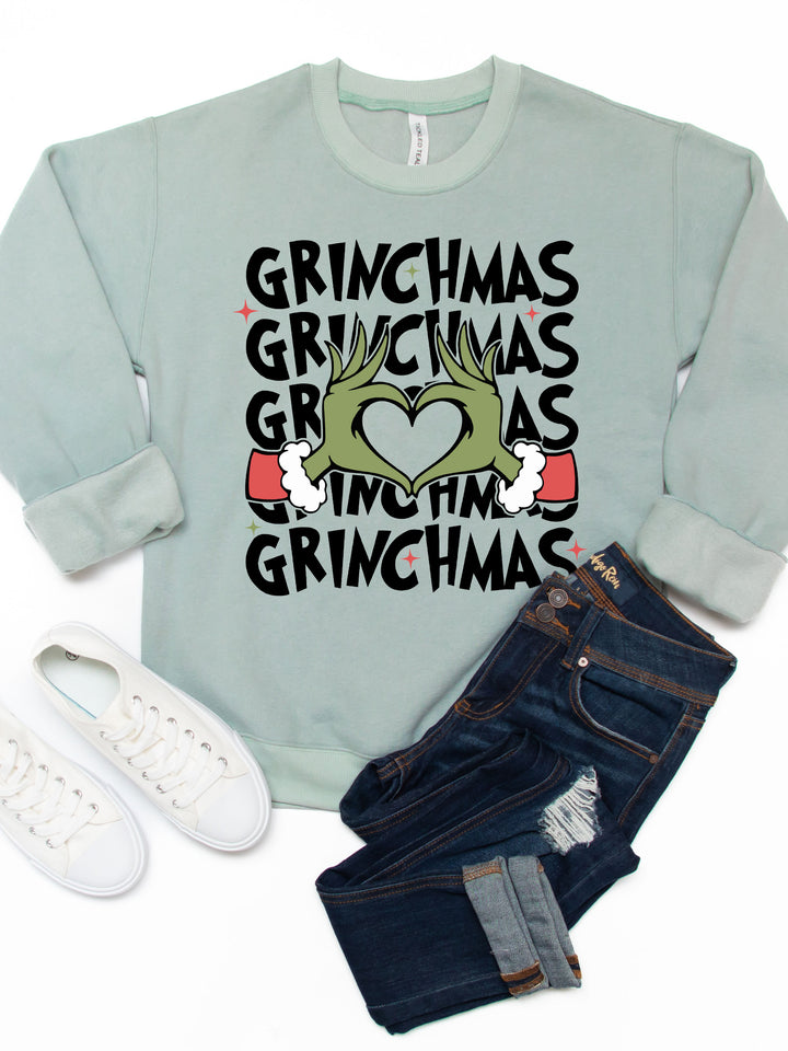 Grinchmas Hand Heart Graphic Sweatshirt