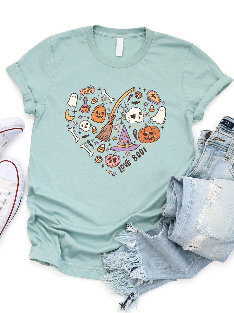 Love Boo Halloween Heart Graphic Tee