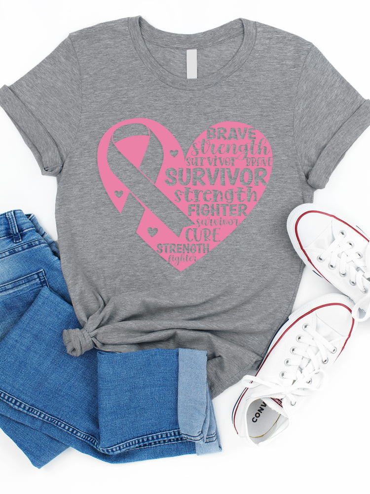 Cancer Survivor Heart Graphic Tee