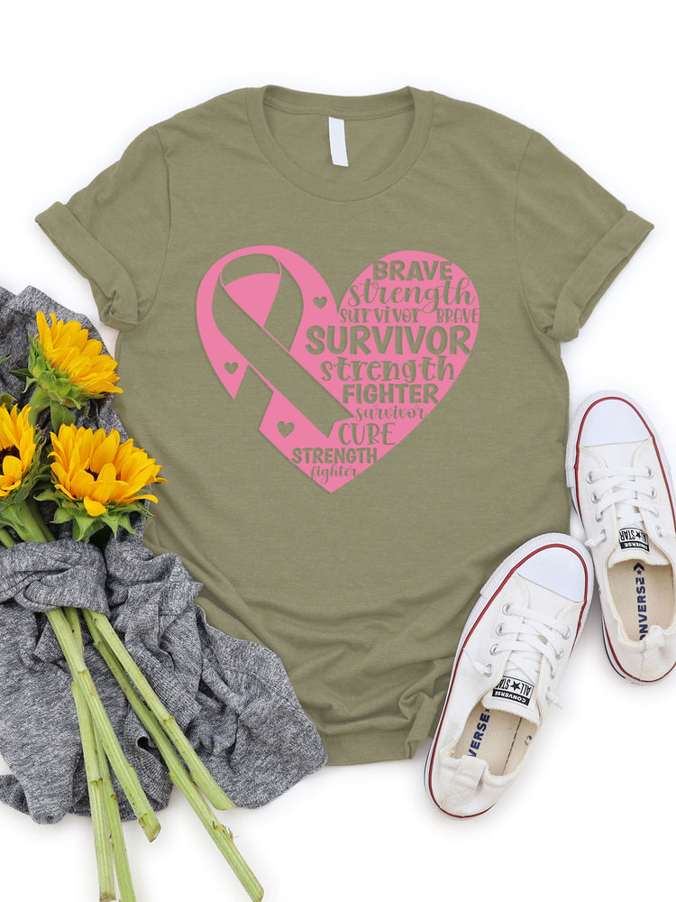 Cancer Survivor Heart Graphic Tee