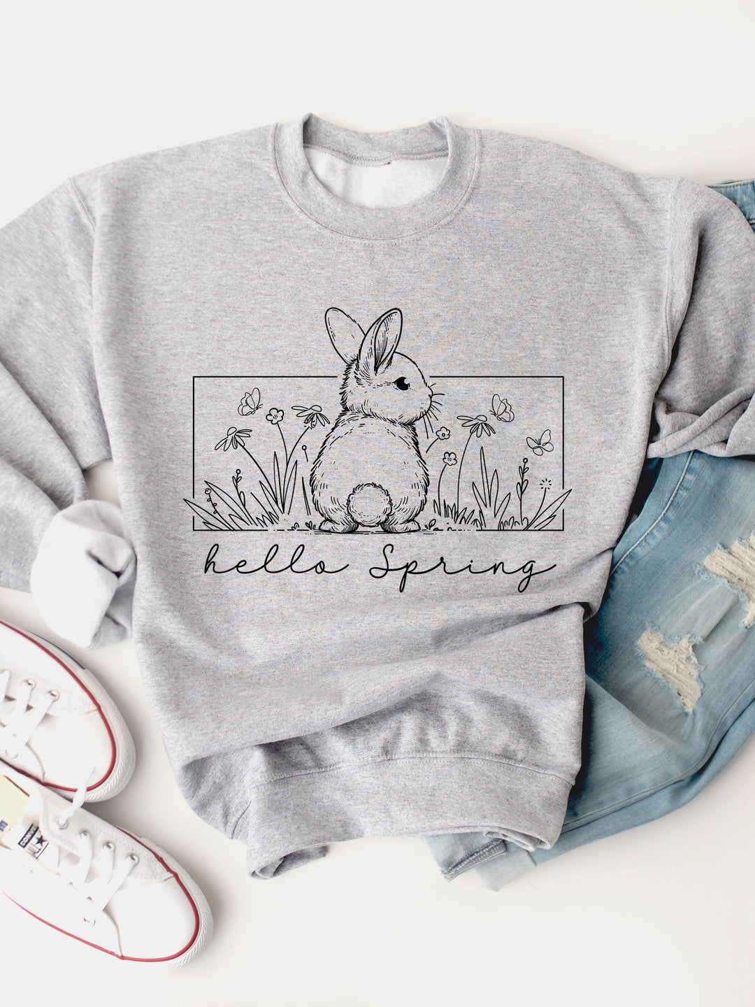 Hello Spring Bunny Graphic Sweatshirt