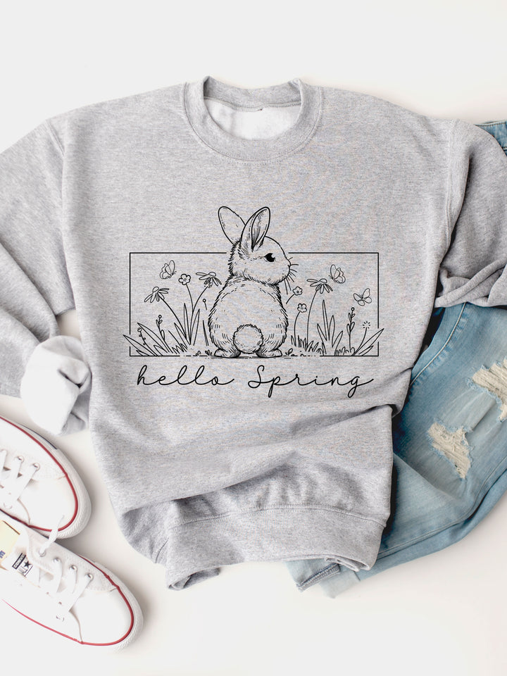 Hello Spring Bunny Graphic Sweatshirt