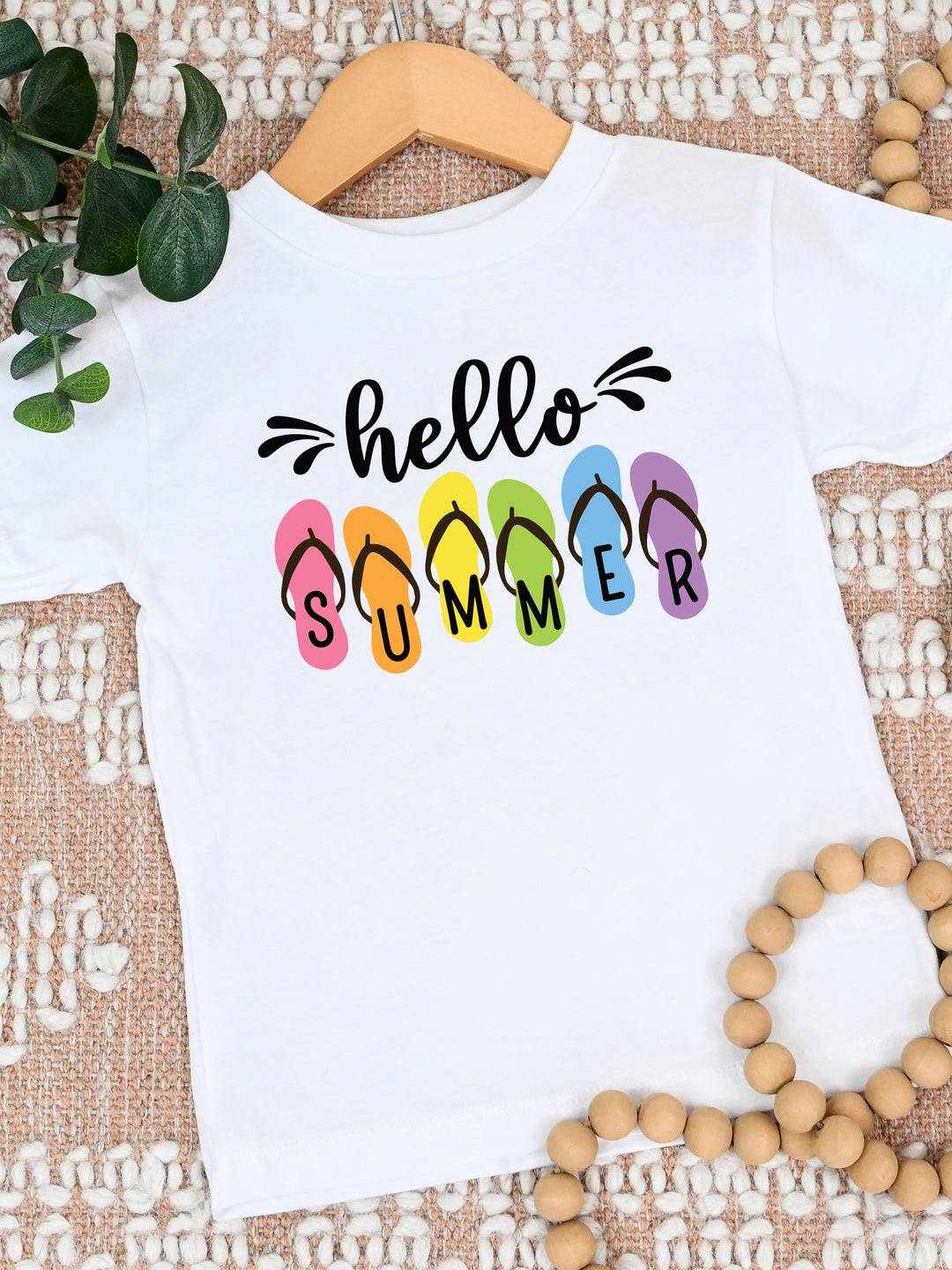 Hello Summer Flip Flop Kids Graphic Tee