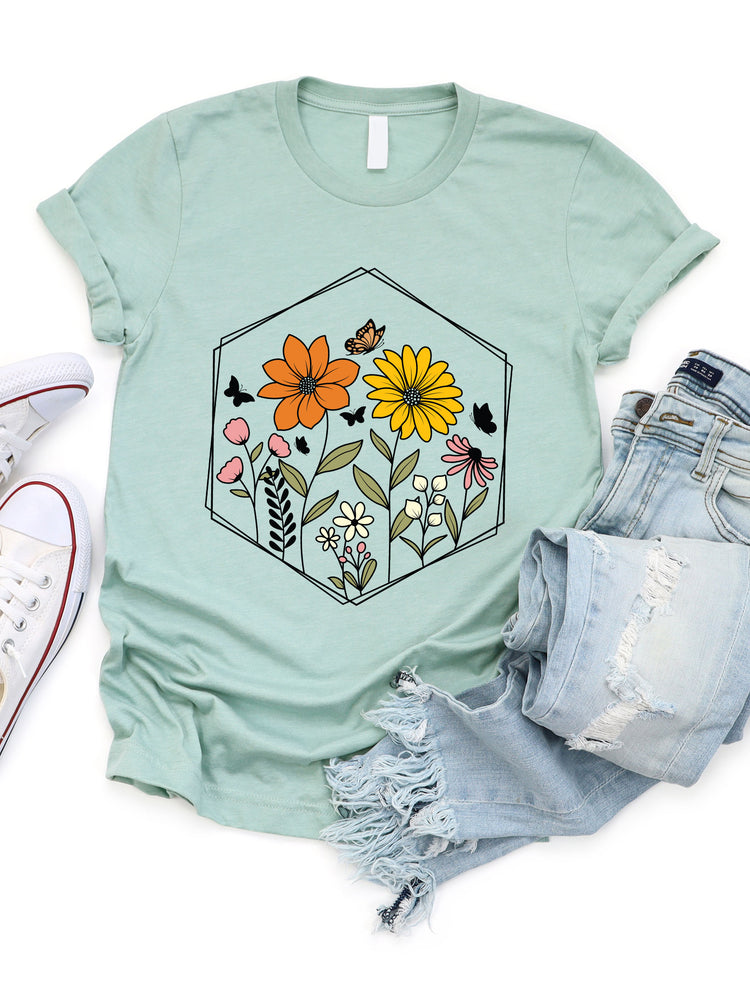 Hexagon Floral Graphic Tee