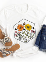 Hexagon Floral Graphic Tee
