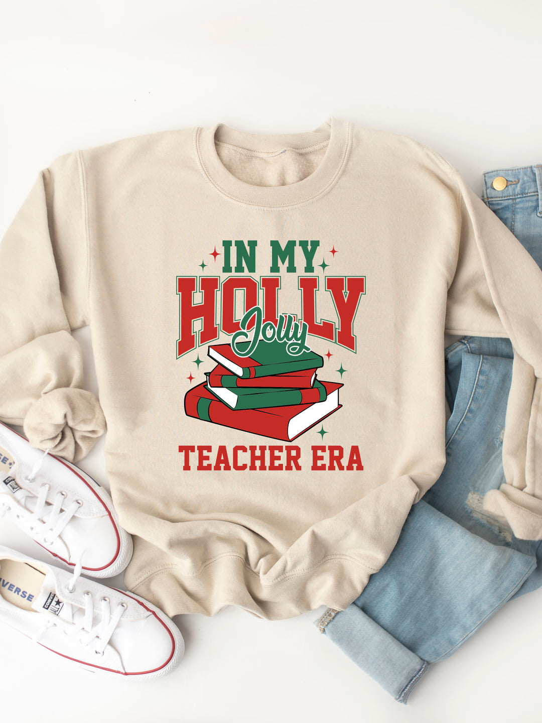 Holly Jolly Teacher Era - Graphic Sweatshirt