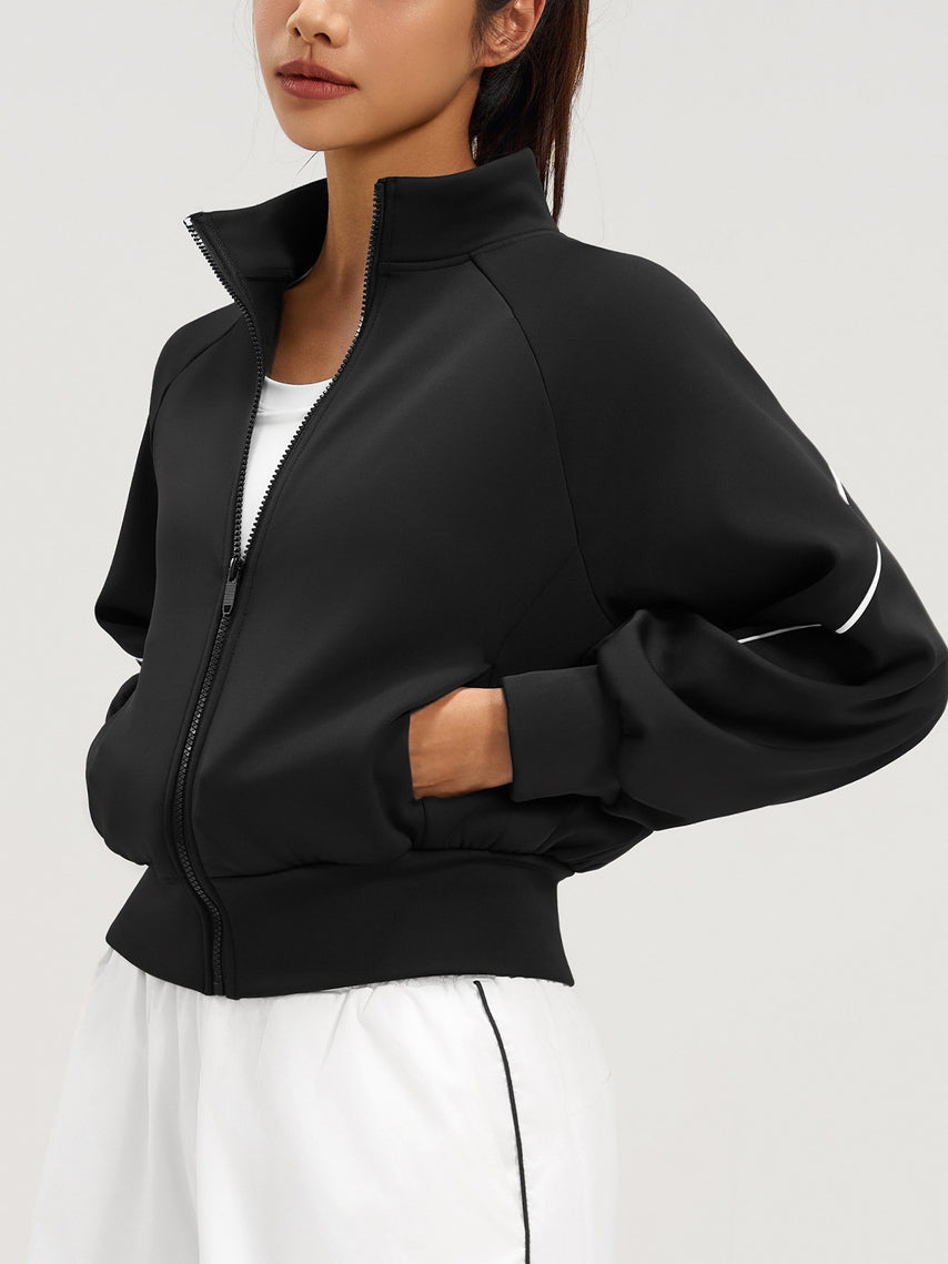 Piping Detail Fleece Lined Active Jacket