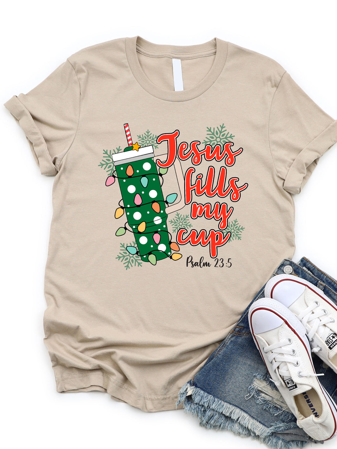 Christmas Lights Tan Tee Christmas Lights Tan Tee
