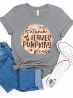 Autumn Leaves Pumpkins Please Checkered- Graphic Tee