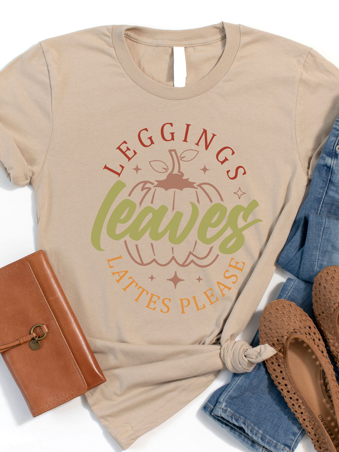 Leggings Leaves Lattes Please Graphic Tee