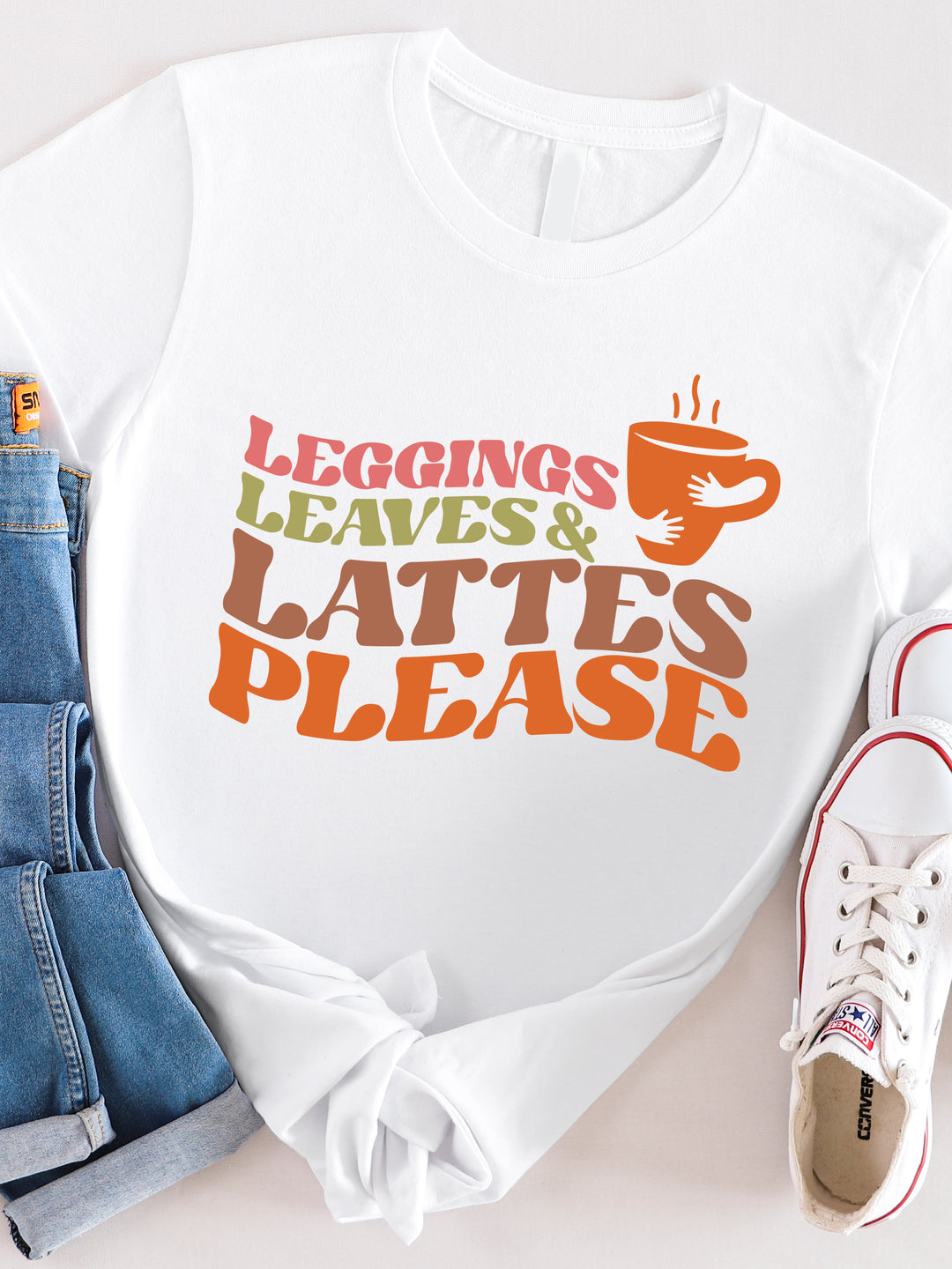 Leggings Leaves And Lattes Please Graphic Tee