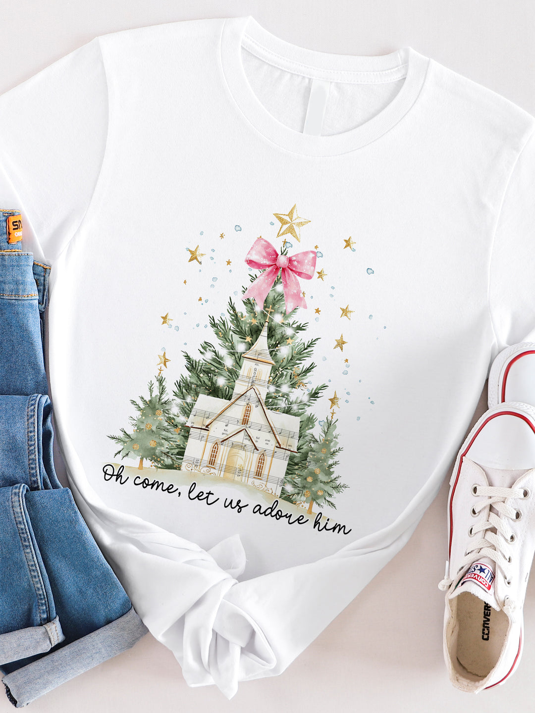 Let us Adore Him Christmas Graphic Tee