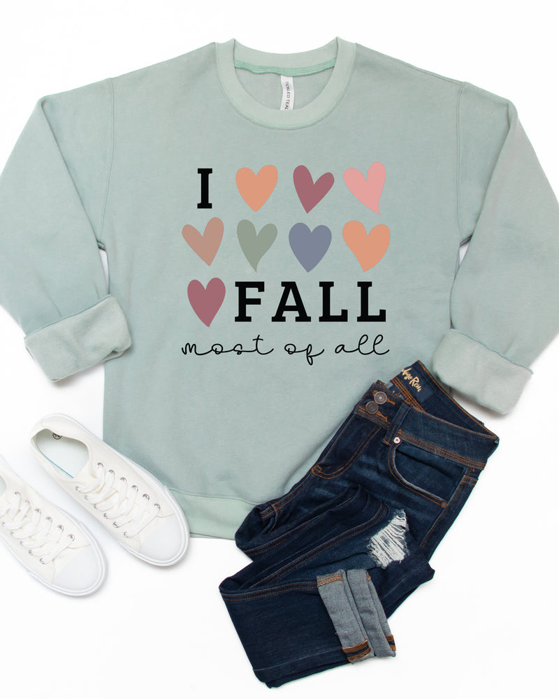 I Love Fall Most Of All Hearts Graphic Sweatshirt