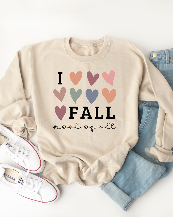 I Love Fall Most Of All Hearts Graphic Sweatshirt