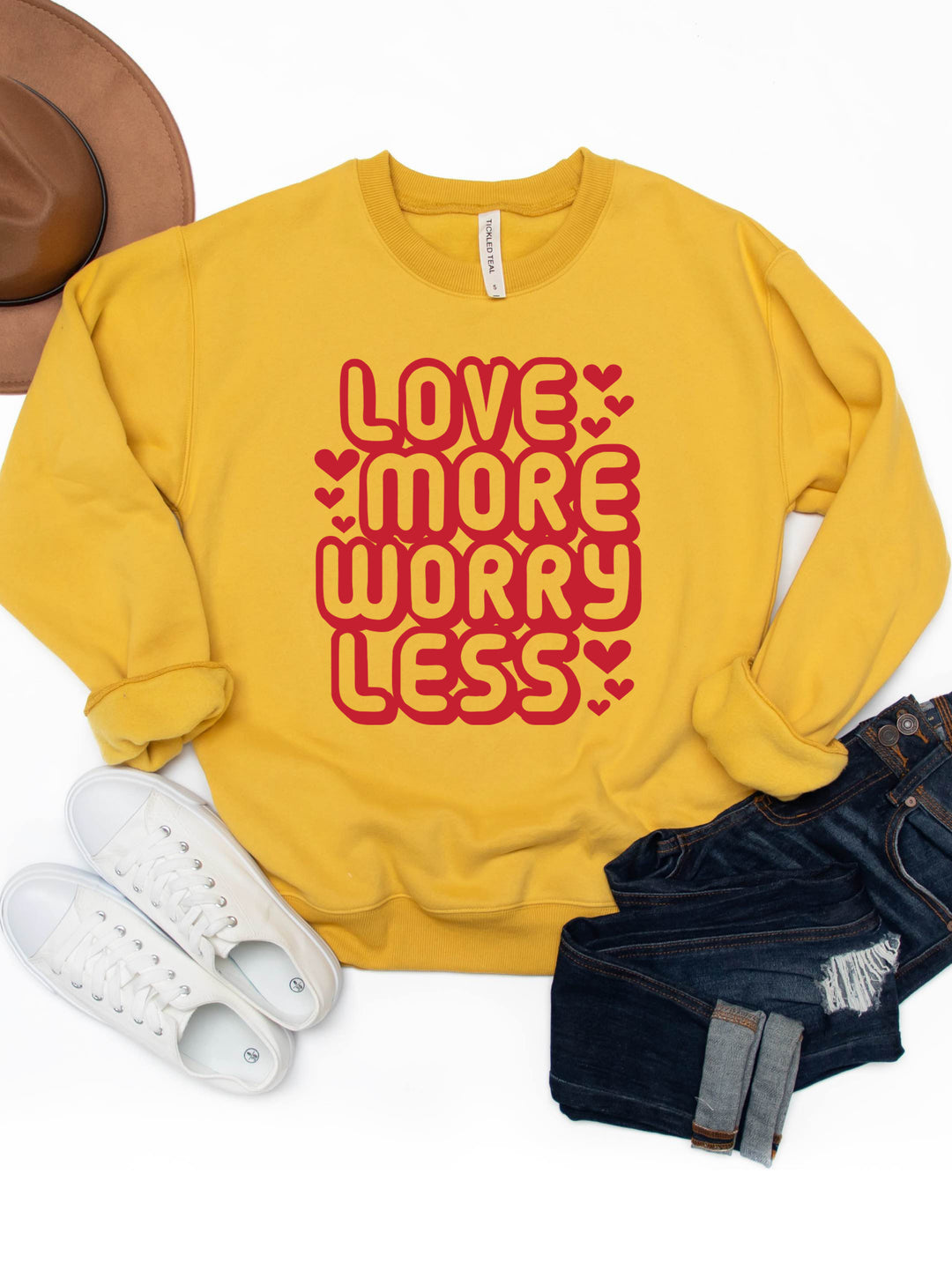 Love more Worry Less Graphic Sweatshirt