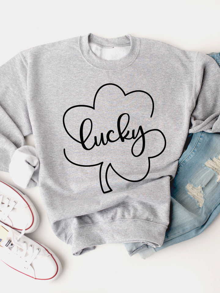 Lucky Clover Outline Graphic Sweatshirt