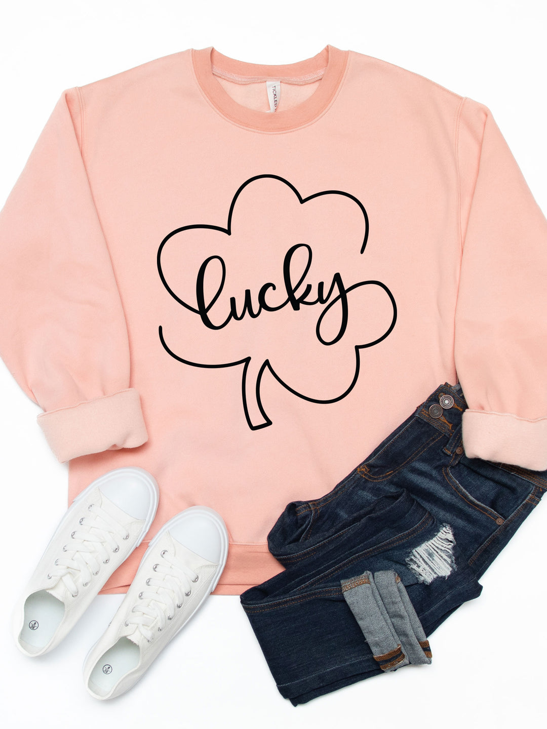 Lucky Clover Outline Graphic Sweatshirt