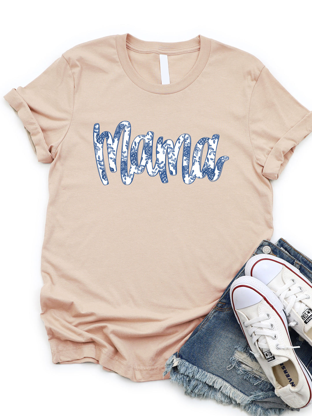 Mama Blue Floral - Graphic Tee