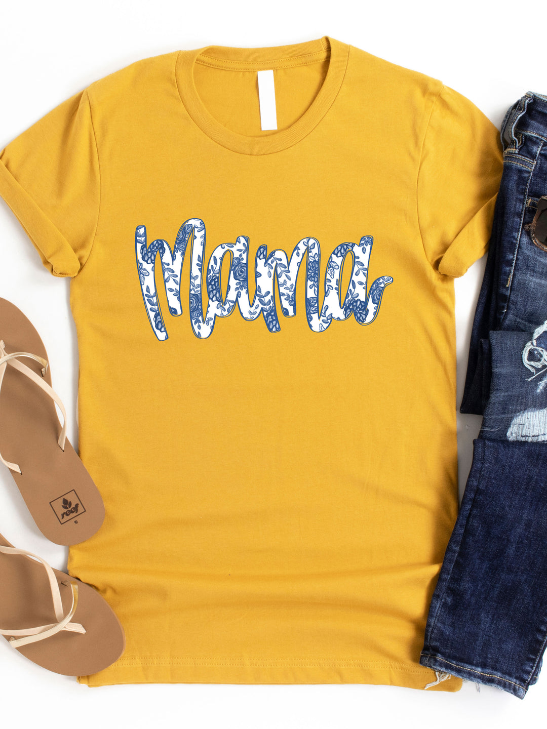 Mama Blue Floral - Graphic Tee