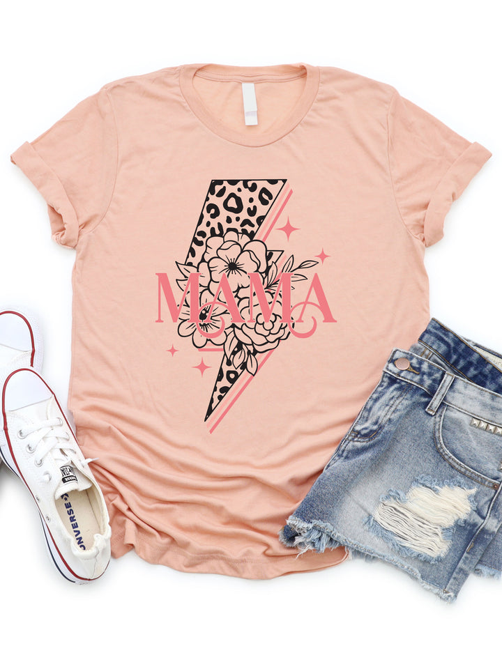 Mama Floral Lightning Bolt - Graphic Tee