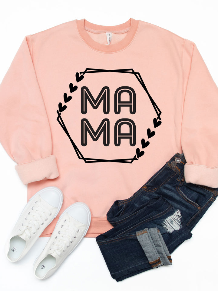 Mama Heart detail Hexagon  Graphic Sweatshirt