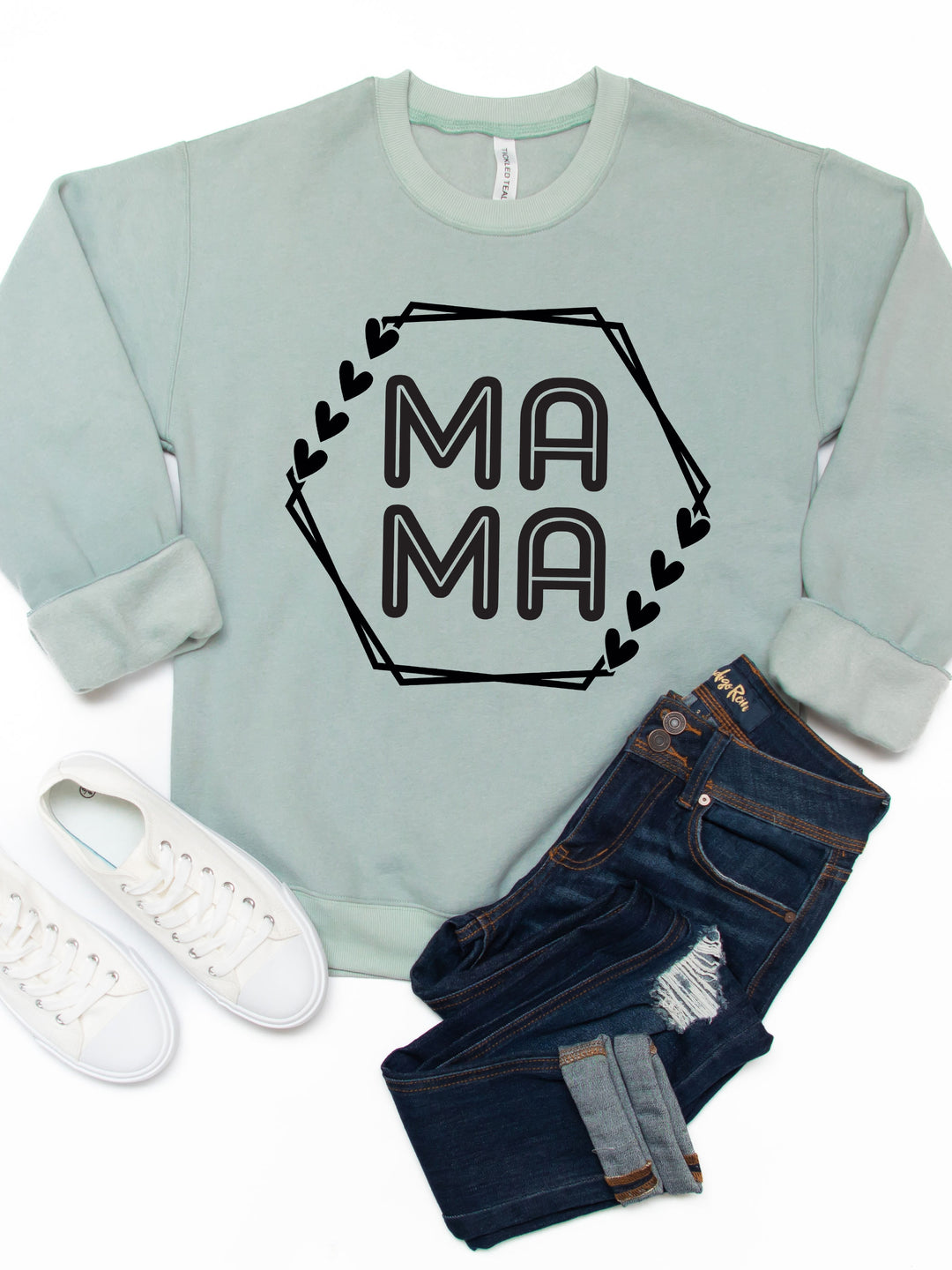 Mama Heart detail Hexagon  Graphic Sweatshirt