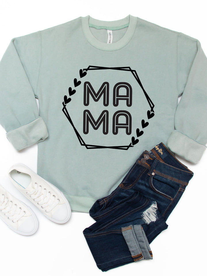 Mama Heart detail Hexagon  Graphic Sweatshirt