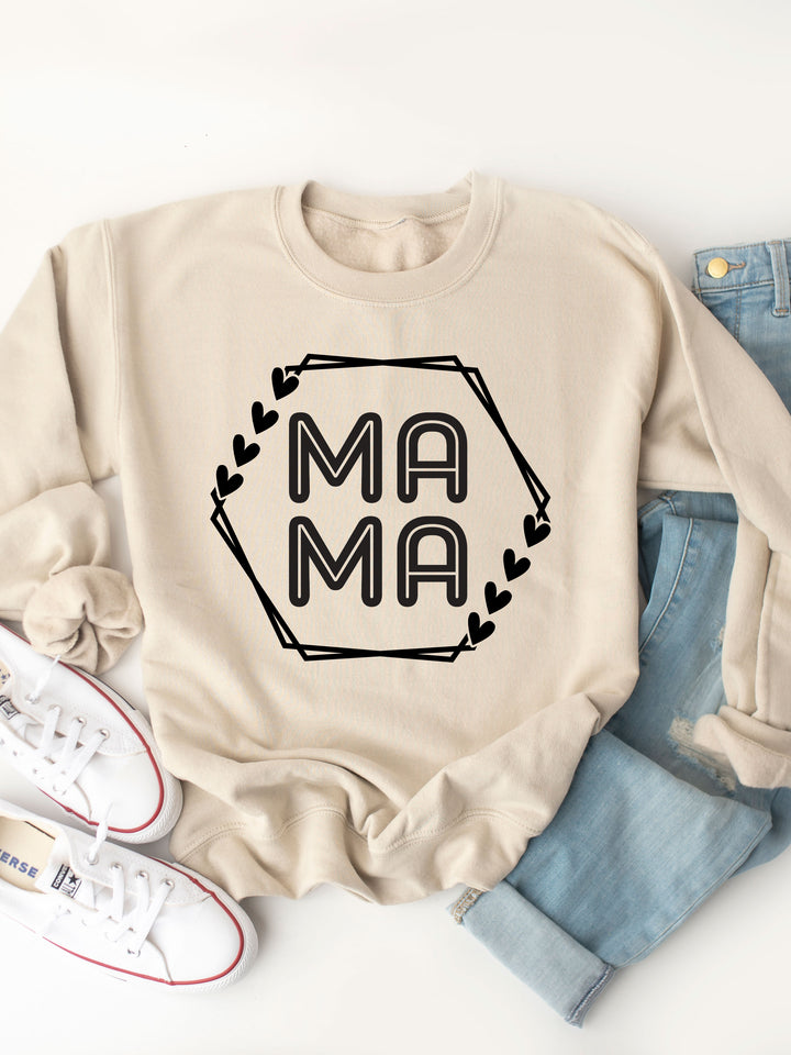 Mama Heart detail Hexagon  Graphic Sweatshirt
