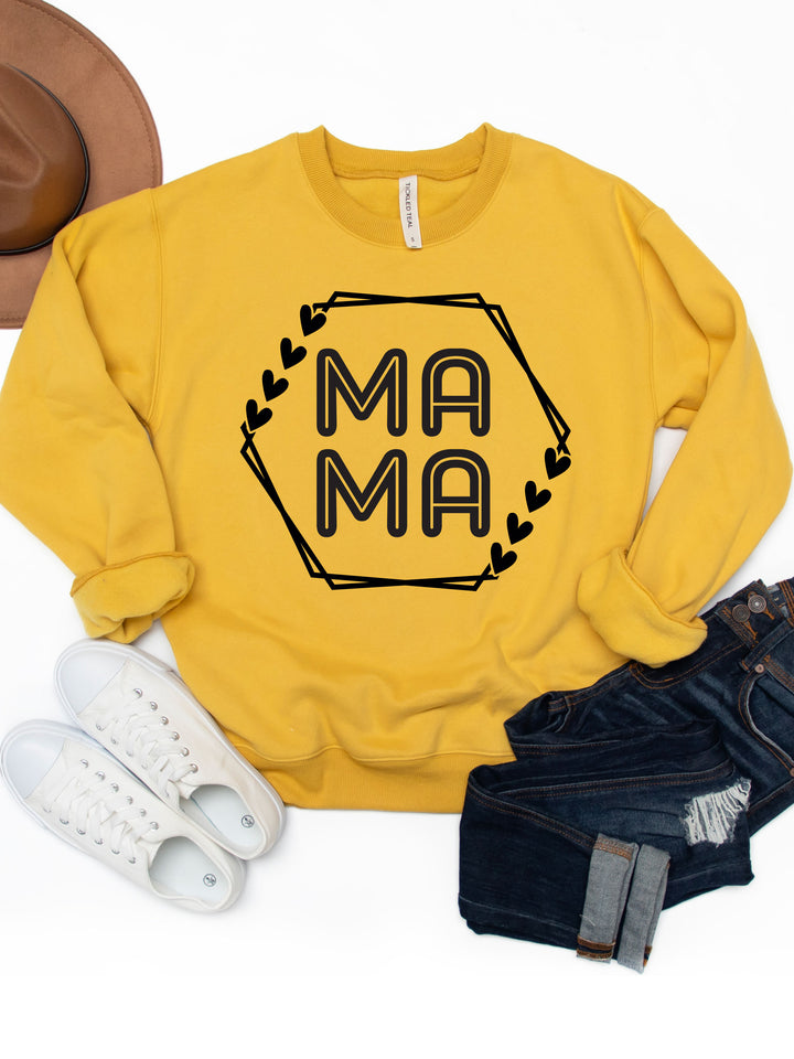 Mama Heart detail Hexagon  Graphic Sweatshirt