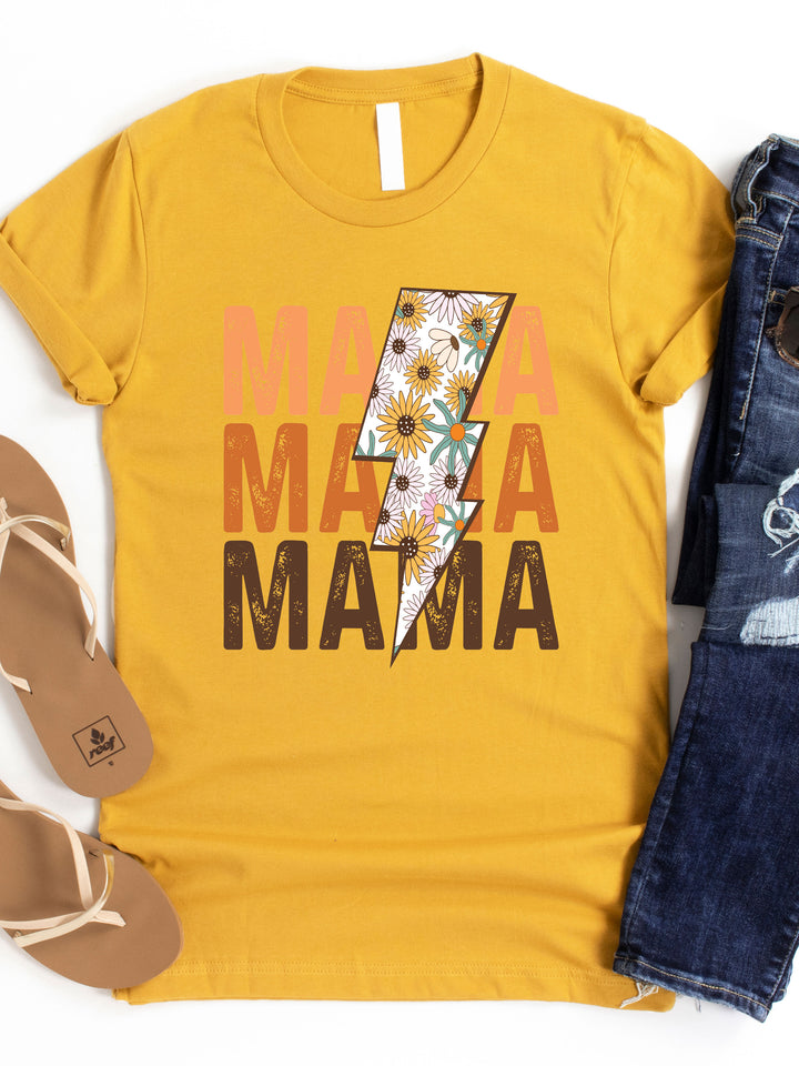 Mama Floral Lighting Bolt Graphic Tee