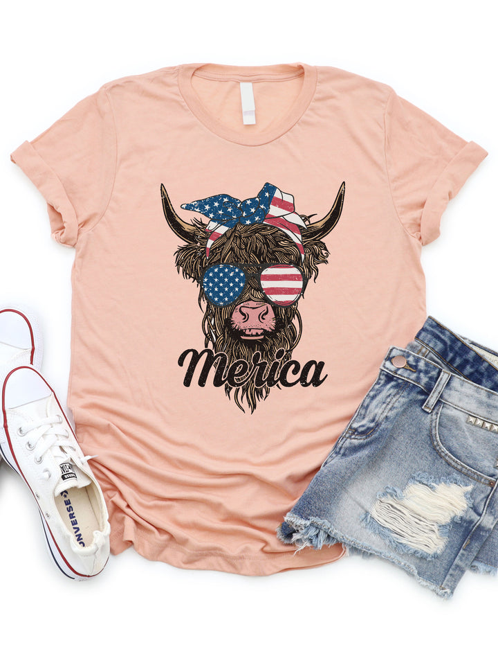 'Merica Patriotic Cow Graphic Tee