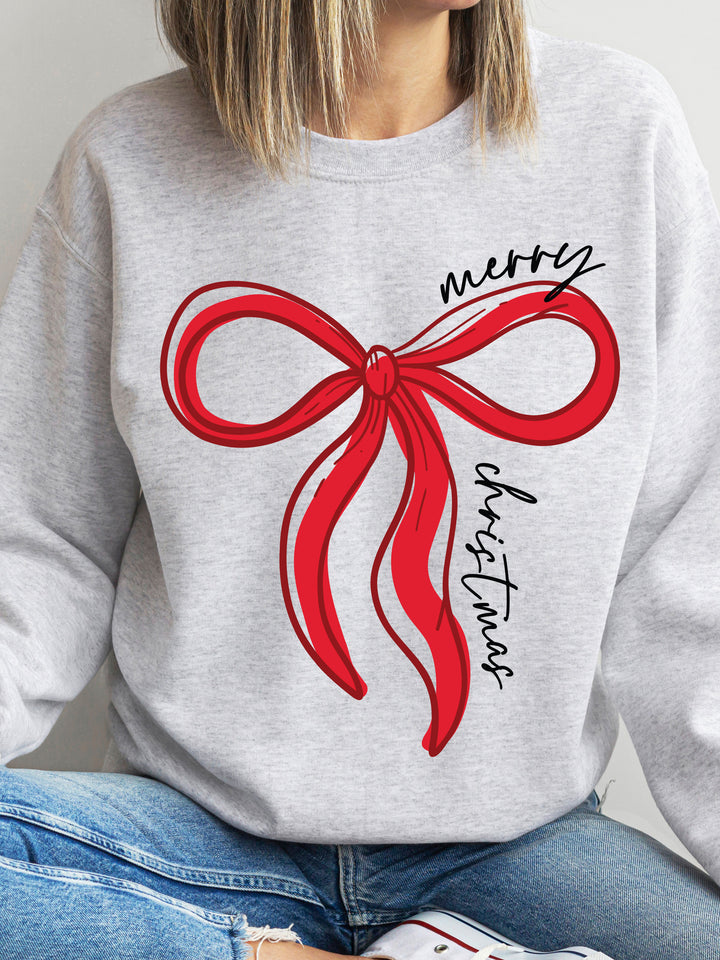 Merry Christmas Bow Graphic Sweatshirt