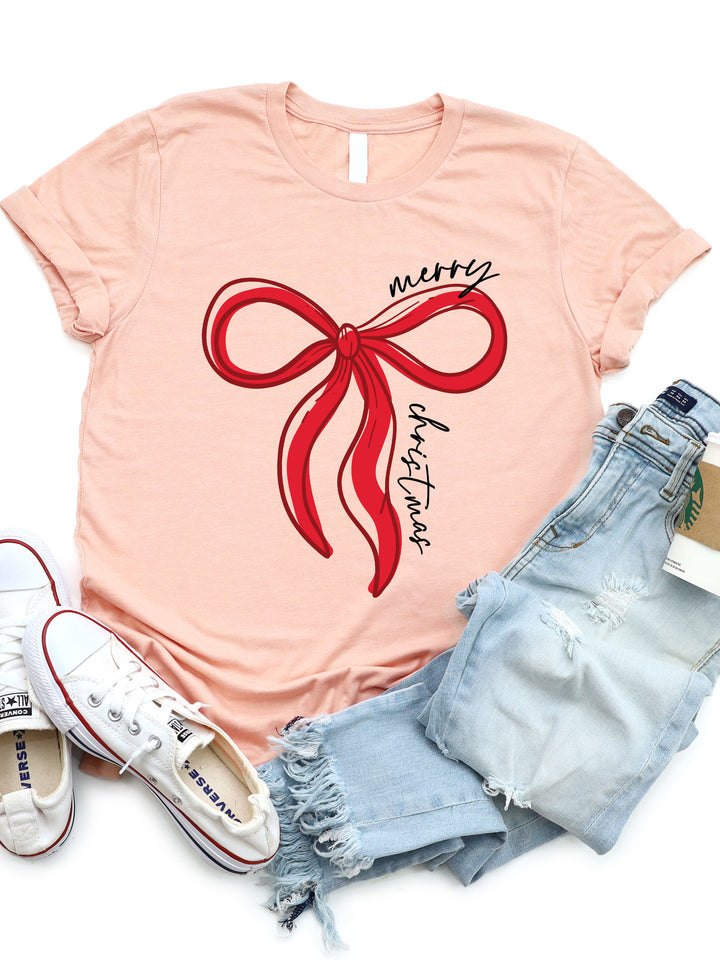 Merry Christmas Bow Graphic Tee