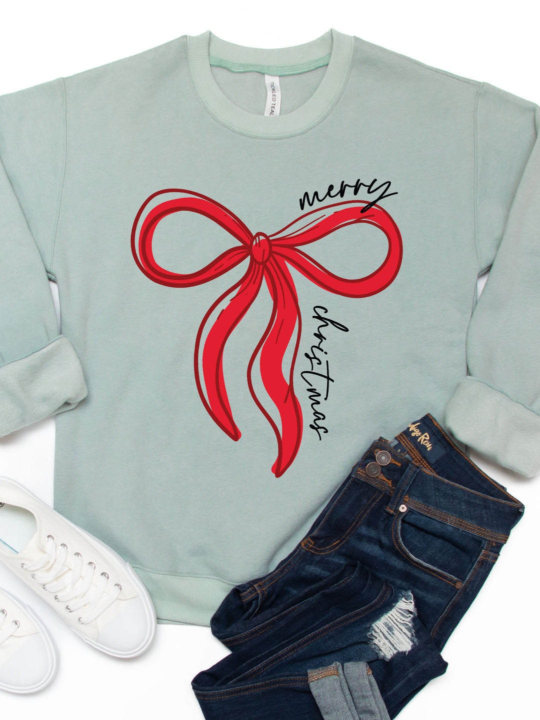 Merry Christmas Bow Graphic Sweatshirt