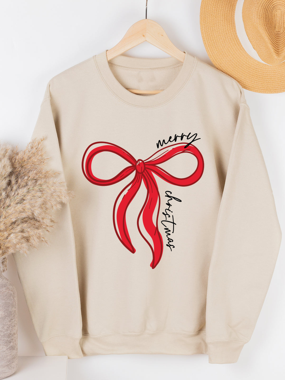 Merry Christmas Bow Graphic Sweatshirt